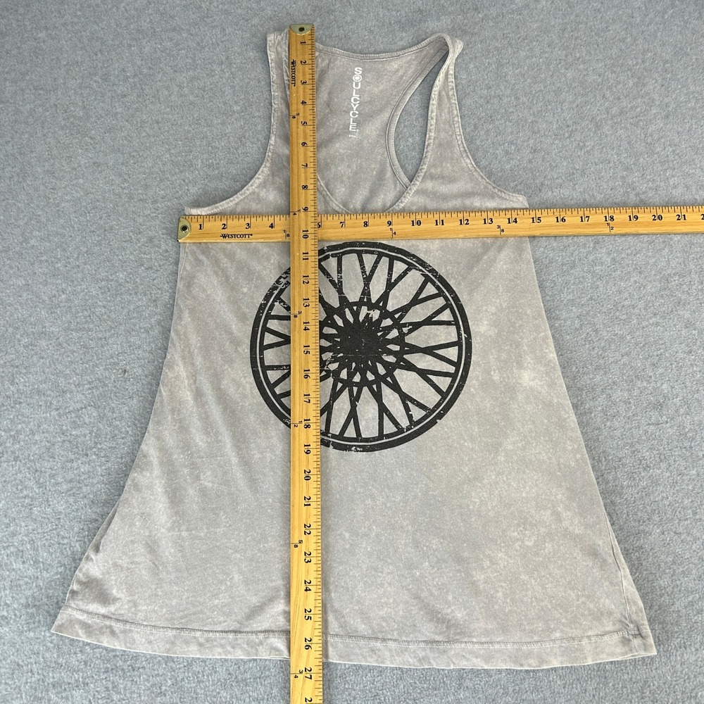 SoulCycle Size Small Tank Top Gray Mineral Wash Spin Wheel Graphic Racerback - Picture 3 of 10